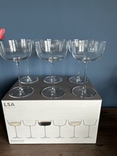 LSA Borough Cocktail Saucers Glasses BNIB Stunning Delicate 240Ml Martini x6  