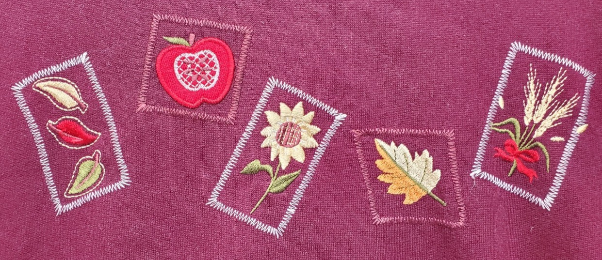 Womens Basic Editions Pullover Red Fall Embroider… - image 2