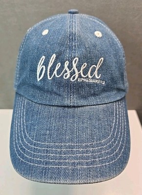 Blessed Denim hat Ephesians 1:3 strap back blessed girl women's cap