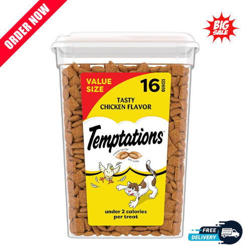 Temptations Classic Crunchy and Soft Cat Treats Tasty Chicken Flavor, 16 oz. Tub
