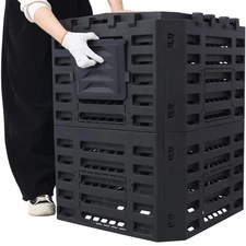 90 Gallons Garden Compost Bin Recycled Plastic, Fertile Soil Compost Box Outdoor