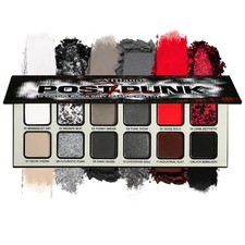 Black Grey Red Eyeshadow Palette Goth Makeup, Cold Silver Smokey Eye Shadow C...
