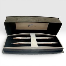 Cross Classic Century Ballpoint Pen Mechanical Pencil Set Chrome Silver Gift Box