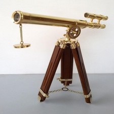 Brass Double Barrel Telescope Navy Brass with Tripod Stand Beautiful Gift Item