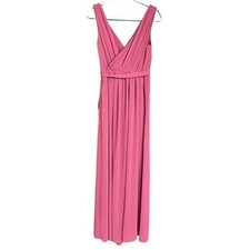 Modcloth Maxi Dress Womens Size XS Red Chiffon Sleeveless V Neck Red Faux Wrap