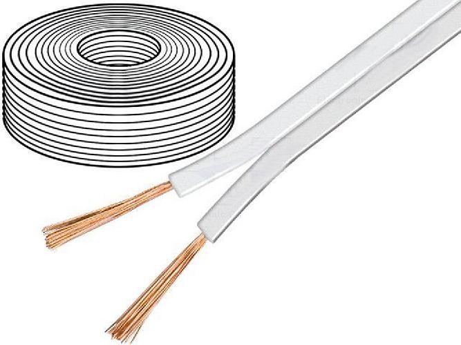 Câble de haut-parleur sans perte OFC 2x0.5mm² blanc 50m contre interférences