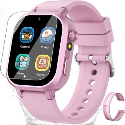 Waterproof Smart Watch for Kids HD Camera Video Music Habit Tracking Alarm Pink