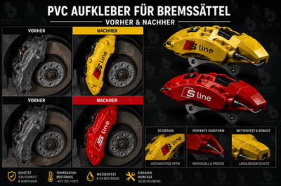 6x Aufkleber für Bremssättel Bremse S Line Schwarz Weiß Bremssattelaufkleber