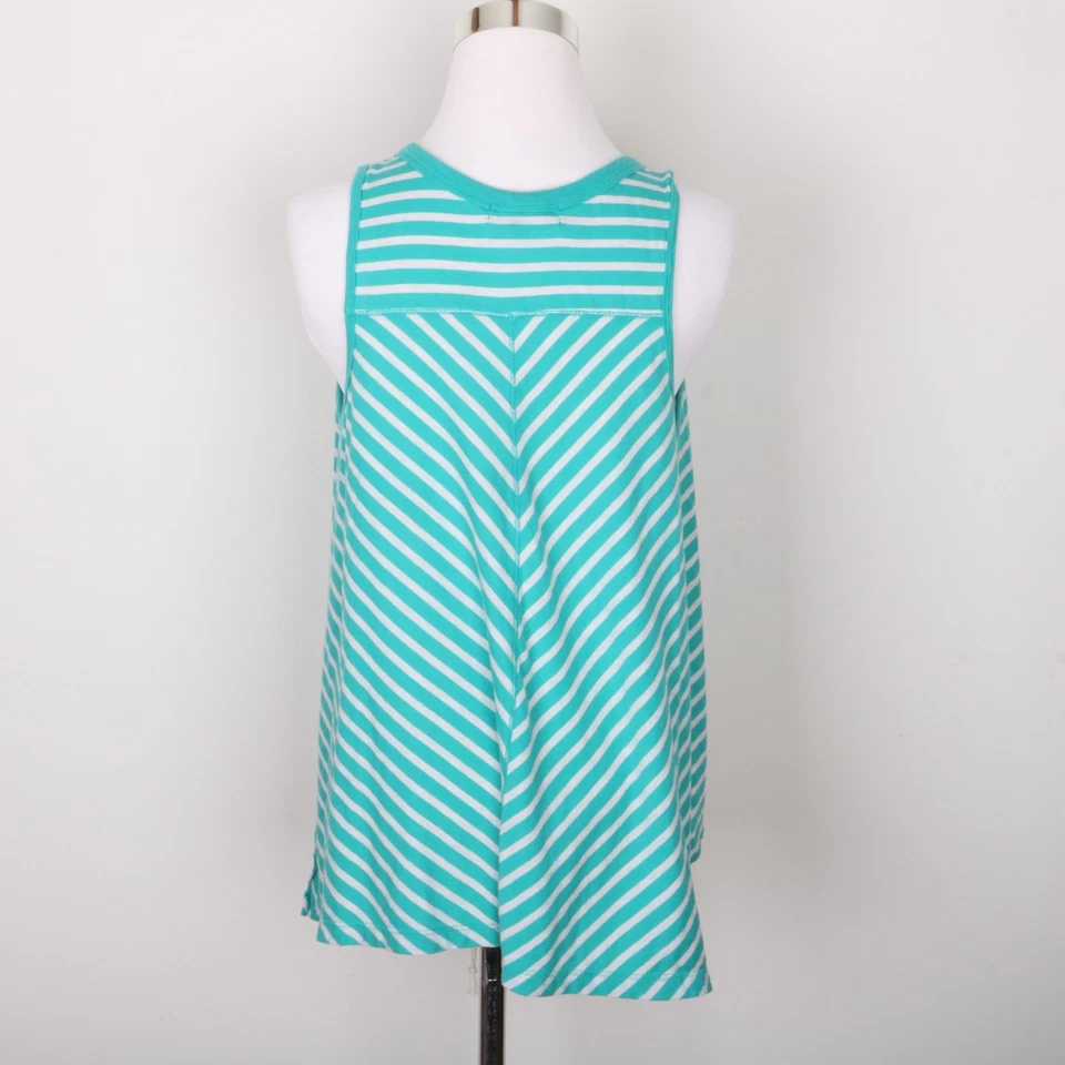 Eye Candy Striped Tank Top Shirt Women's M Green White - Image 4 of 4