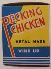 Vintage Tin Pecking Chicken Toy In Original Box