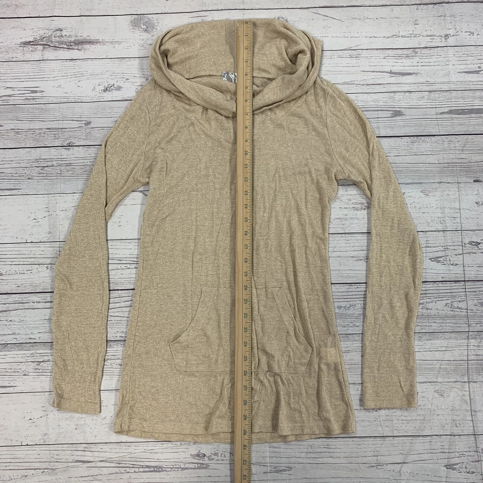 OFF WHITE Felpa con cappuccio leggera 213 donna avorio scintillante taglia large