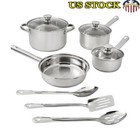 10 Piece Nonstick Stainless Steel Cookware Set Pots Pans Kitchen Utensils New