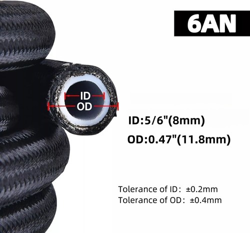 AN6 AN8 AN10 AN12 Fuel Line Hose Oil Gas Line Nylon PTFE Pipe 10FT 20FT 30FT US - Picture 11 of 14