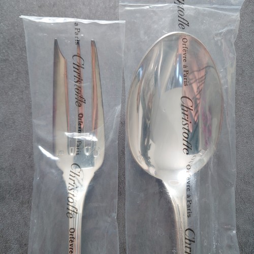 Christofle Albi Silverplate Flatware Serving Fork Spoon 2pcs Brand New - Picture 4 of 17
