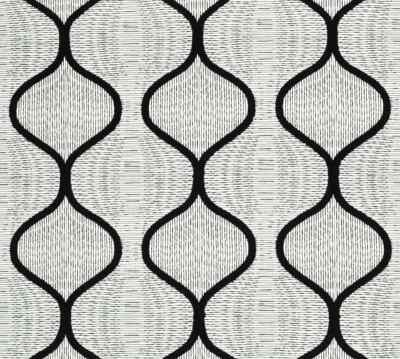 P Kaufmann GRADIENT DOMINO Black White Emb Geometric Scroll Drapery Uph Fabric