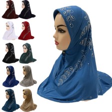 Muslim Women Hijab Amira Scarf Wrap Turban Pull On Ready Burqa Headscarf Cover