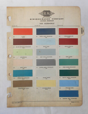 1955  OLDSMOBILE  R-M  COLOR PAINT CHIP CHART ALL MODELS ORIGINAL
