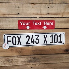Euro Style White - Black Tag Bmw European License Plate Any Text Custom
