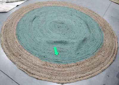 AQUA / NATURAL 8' X 8' RND Broken Thread Rug, Reduced Price 1172731065 NF801A-8R