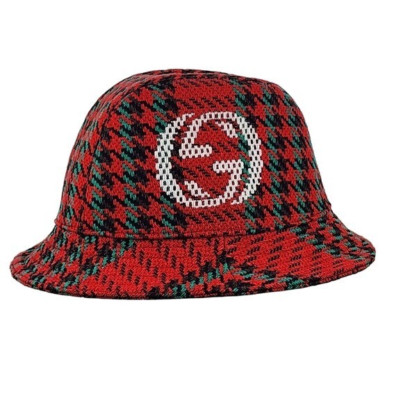 Gucci Tweed Wool Houndstooth Interlocking GG Buck… - image 1