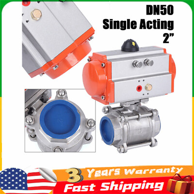 DN50 2'' Pneumatic Ball Valve Air Actuated Single-Acting 1000psi Stainless Steel