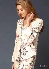 Floral PJ Top, Blouse, 100% Silk, NWT, Manufacturer's Defect, 20065SONN (XXL)