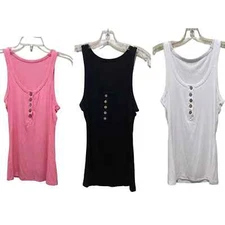 Abela Story + Co Carefree Henley Tank Tops Bundle Pink Black White Size Small