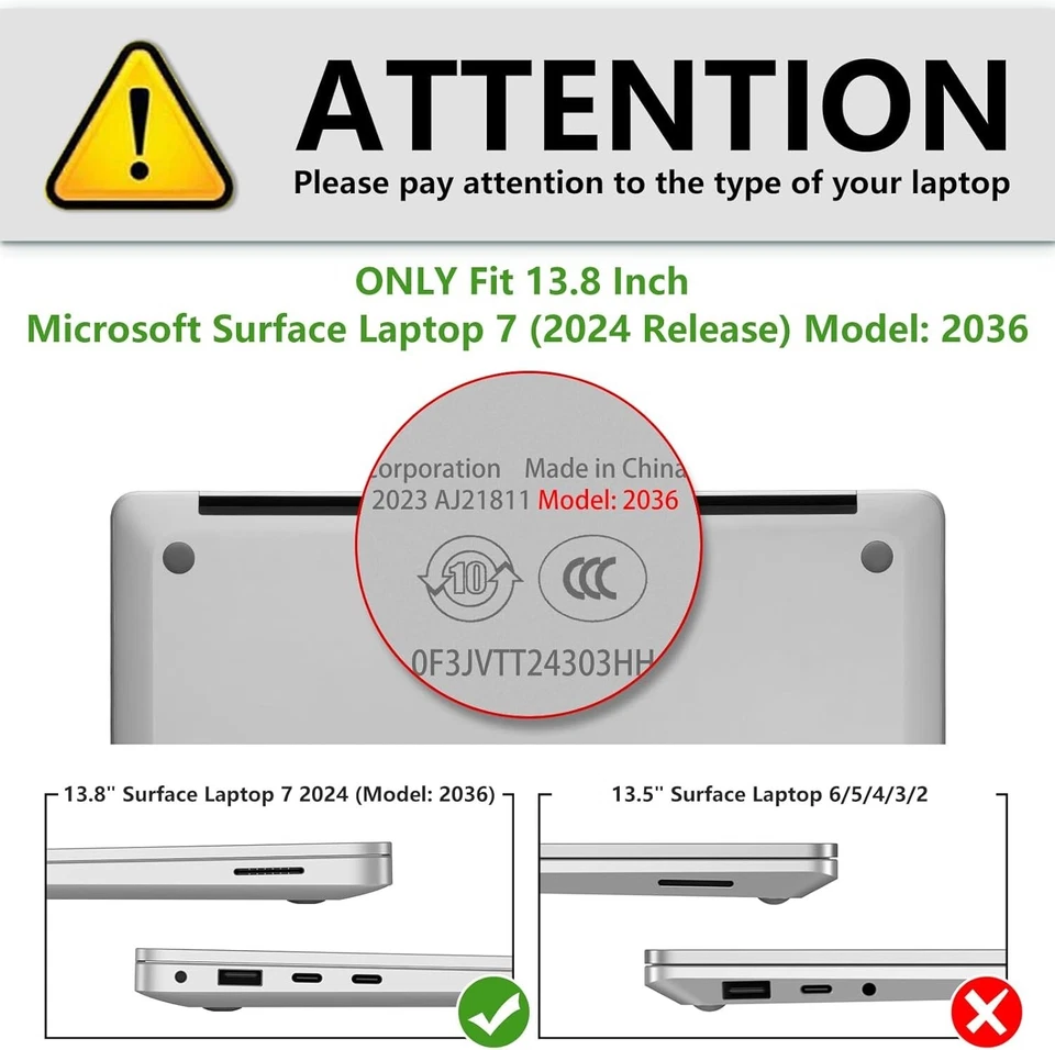 Lonfeid Custodia Protettiva per 13.8" Microsoft Surface Laptop 7 Ultra Sottile Custodia Rigida - Immagine 2 di 2