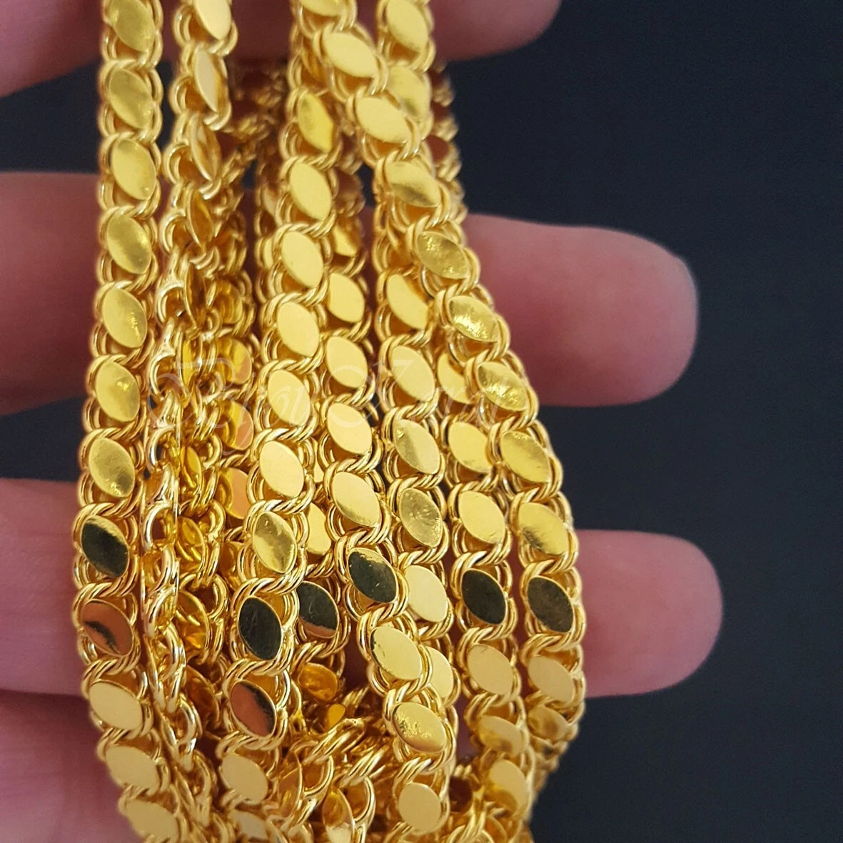 Iki metre Kolye 2 Meter Kette 22 Karat Vergoldet Pullu Zincir