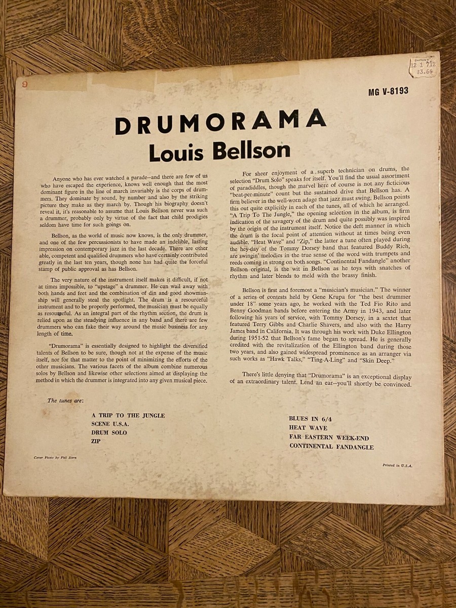 LOUIS BELLSON -Drumorama ~ VERVE 8193 {dg w/Trp logo orig} w