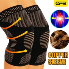 Copper Infused Knee Support Compression Sleeve Brace Sport Joint Pain Arthritis