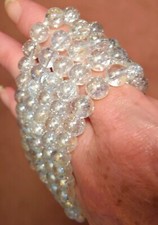 ANGEL AURA FIRE & ICE QUARTZ CRYSTAL 8mm 7.5 HEALING Bracelet Hi Vibration