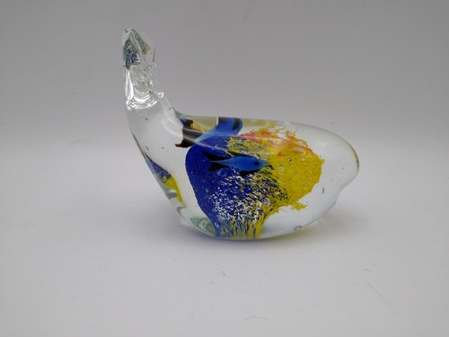 Glas Briefbeschwerer Wal klar mit blauem Fisch & Koralle innen 4x2 - Bild 3 von 7