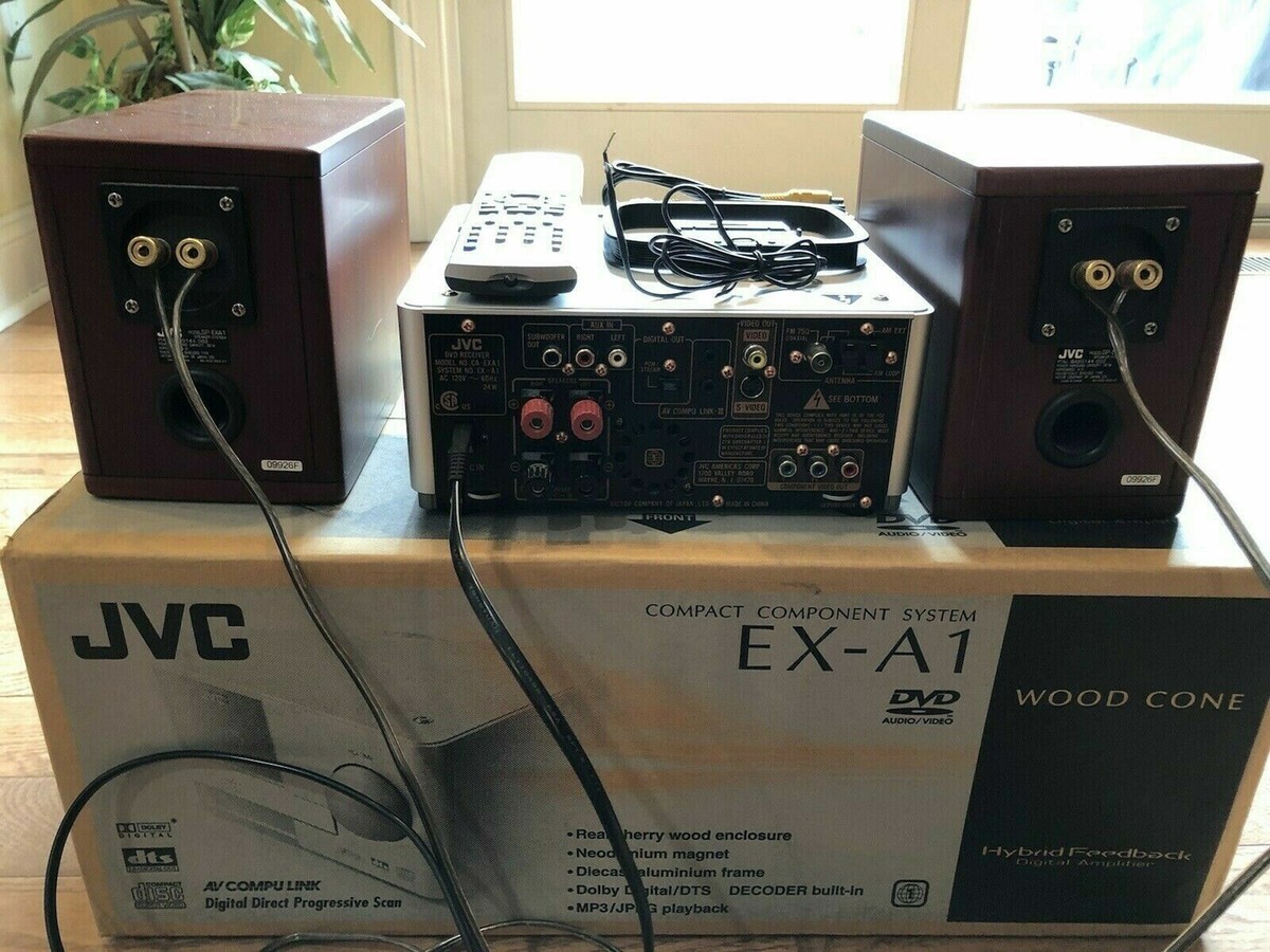 JVC EX-A1 DVD Audio Wood Cone Speakers Stereo Compact in JVC EX-A1 DVD Audio Wood Cone Speakers Stereo Compact in