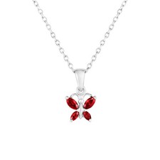 925 Solid Sterling Silver Mini Baby Butterfly Birthstone CZ Pendant Necklace 18"