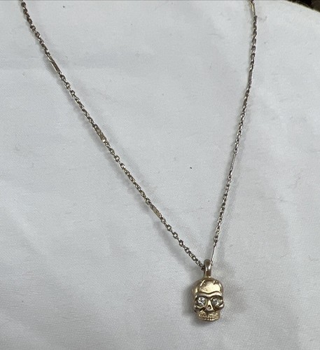 RACHEL ROY Skull W Rhinestones Pendant Charm Gold Silver Chain Necklace Jewelry - Picture 11 of 13