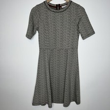 Katherine Barclay Montreal Size 4 Black And White Short Sleeve Knit Dress Large