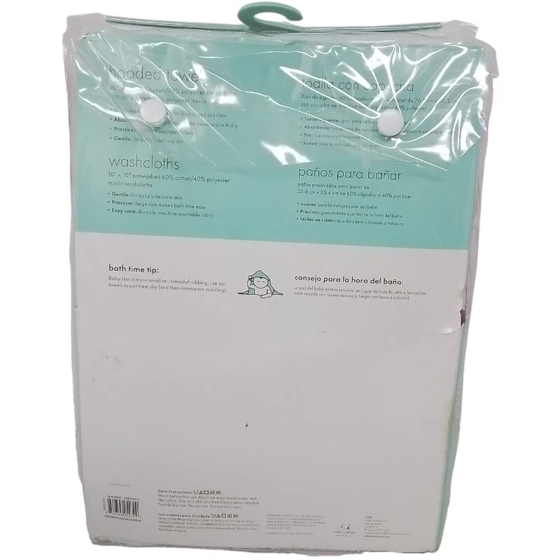 Juego de toalla y paño grande rosa Aden & Anais IdealBaby Muselina + Terry con capucha Foto 2 de 2