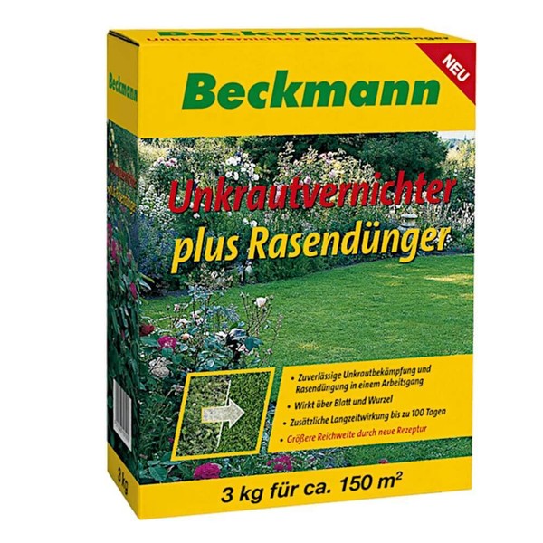 Beckmann Unkrautvernichter Plus RasendüNger 3 Kg Langzeitwirkung Npk 22-5-5-image