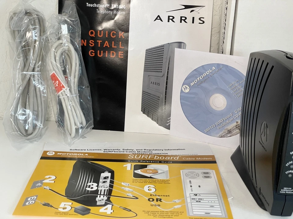 Motorola Arris SURFboard MODEM Model SB5120 Original Box Installation CD &Cables - Image 4 of 4