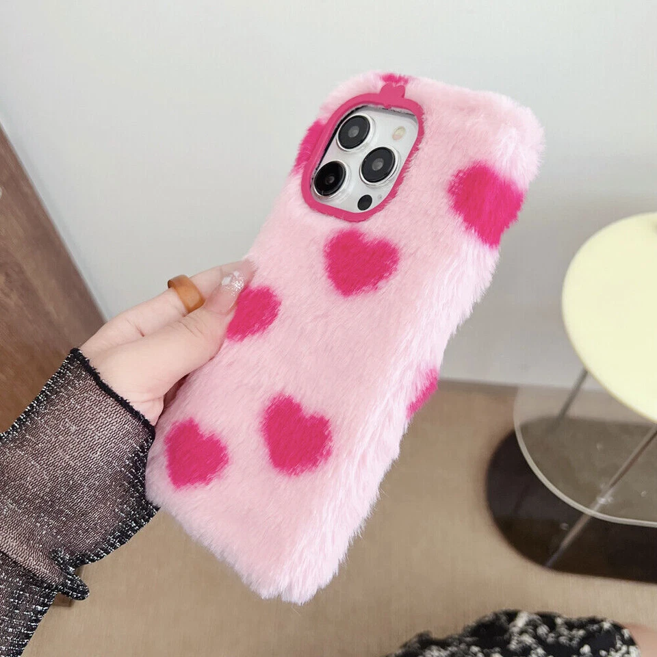 Fluffy Plush Love Phone Case For iPhone 17 16 15 14 13 12 11 Pro Max 6 7 8 SE XR - Image 3 of 4