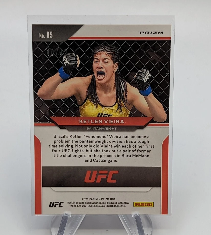 Ketlen Vieira 2021 Panini Prizm UFC #85 Pink Pulsar SP #d/42 Debut Edition - Image 2 of 2