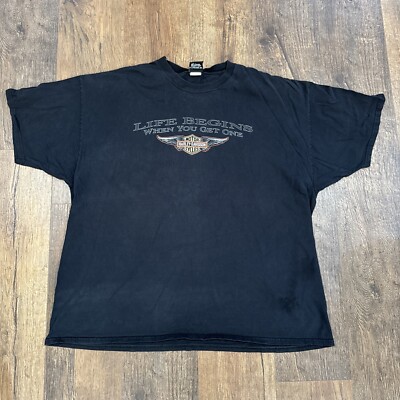 Harley Davidson Vintage 3XL Life Begins T-shirt