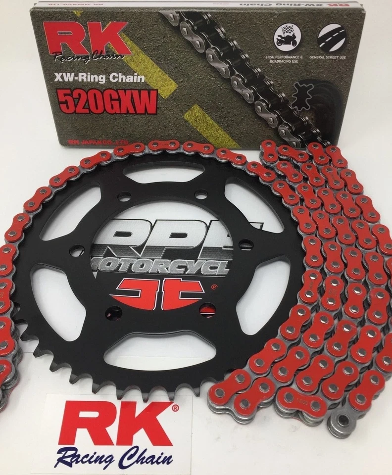 Kit de cadena y piñones Red Ducati 750 Monster 1998-2001 RK GXW XW-Ring Racing Foto 4 de 4