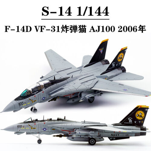 1/144 US Navy S14 F-14D Tomcat VF-31 Bomb Cat AJ100  Alloy Aircraft Models Gift - Afbeelding 1 van 3