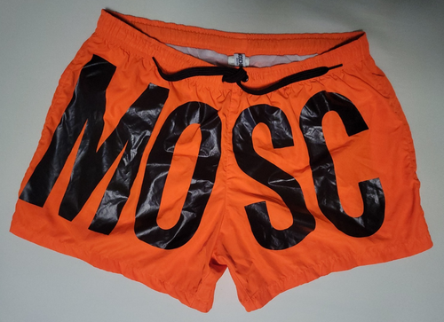 MOSCHINO Neon Orange Black Logo Print SWIM TRUNKS Shorts Men EU - L, US - Medium