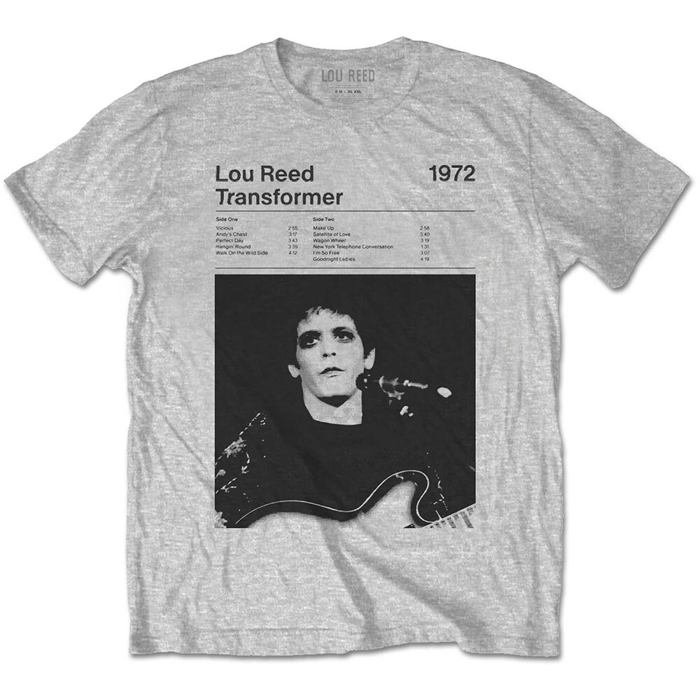 Lou Reed - Transformer Tracklist - Marl Grey t-shirt | eBay
