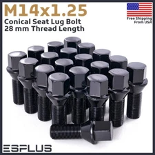 20 Pc BMW Lug Bolt M14x1.25 Black 28mm Shank Fit 2007-2018 X5 & 2008-2019 X6