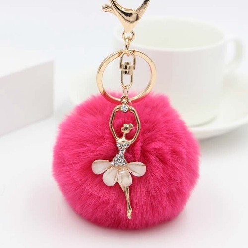 Cute Car bag Key Ring Fake Fur Key Chain Women Trinket Car keychain Jewelry Gift - Picture 24 of 35