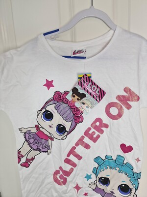 Matalan Mädchen Top weiß Überraschung Lol Design und detaillierte rosa Barbie 11 Jahre